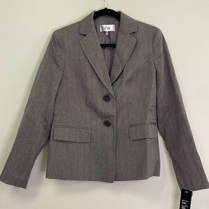 Le Suit women’s blazer in chocolate/ivory size 6 NWT